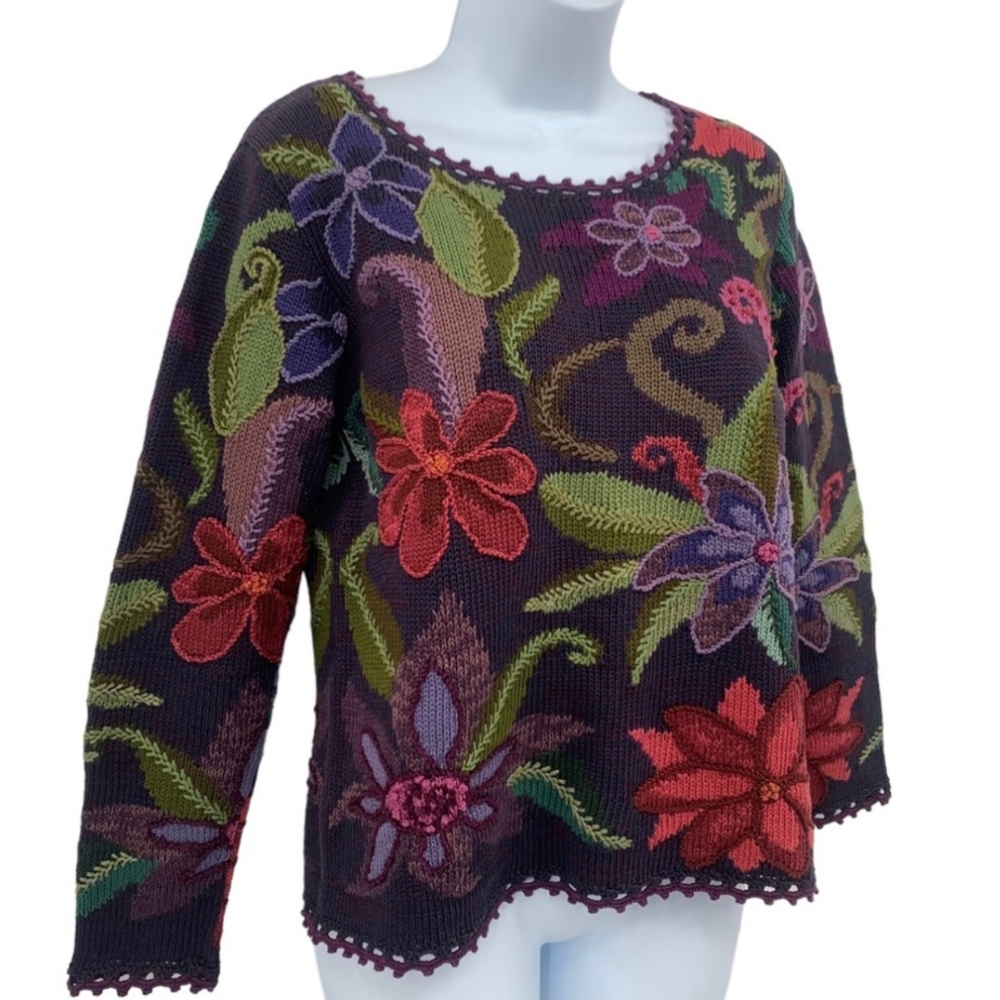 Peruvian Connection Floral Knit Sweater - Multicolor - Picture 2 of 11